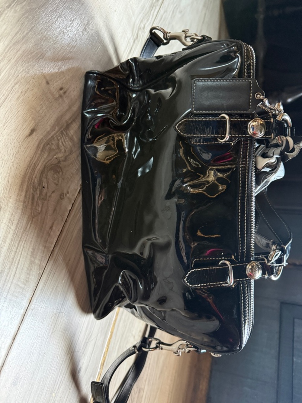 Coach Black Patent Leather Shoulder Satchel - Picture 6 of 7